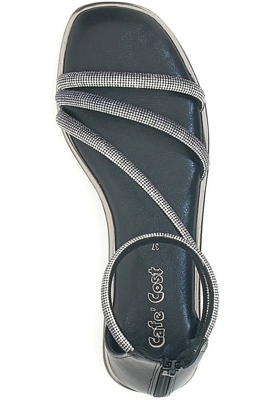 Sandali Flat Neri Con Strass Cafe' Cost 271