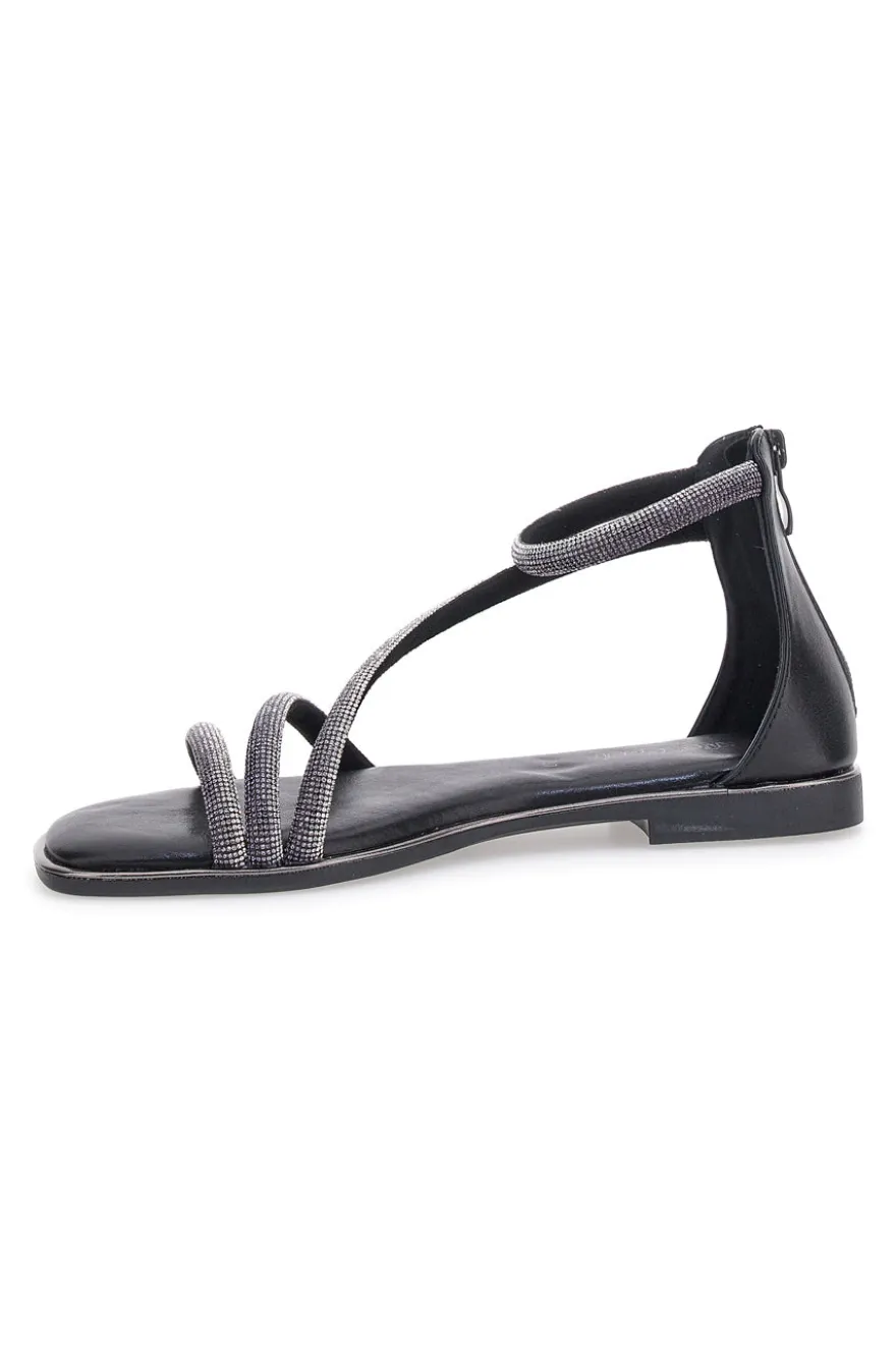 Sandali Flat Neri Con Strass Cafe' Cost 271