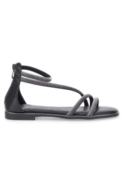 Sandali Flat Neri Con Strass Cafe' Cost 271