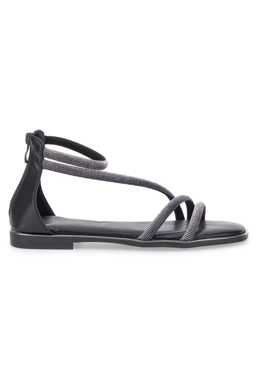 Sandali Flat Neri Con Strass Cafe' Cost 271