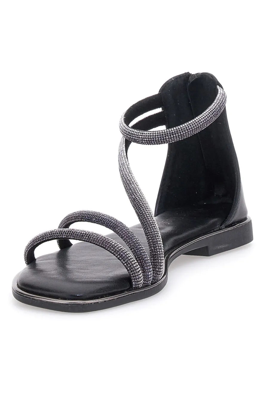 Sandali Flat Neri Con Strass Cafe' Cost 271