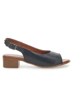 Sandali Flat Neri In Vera Pelle Con Tacco 4 Cm Pittarello Look 243065