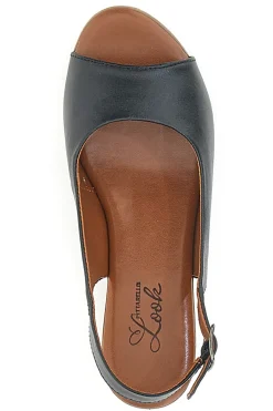 Sandali Flat Neri In Vera Pelle Con Tacco 4 Cm Pittarello Look 243065