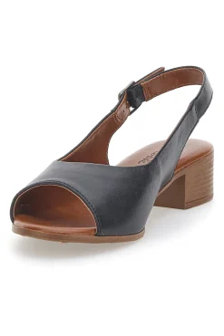 Sandali Flat Neri In Vera Pelle Con Tacco 4 Cm Pittarello Look 243065