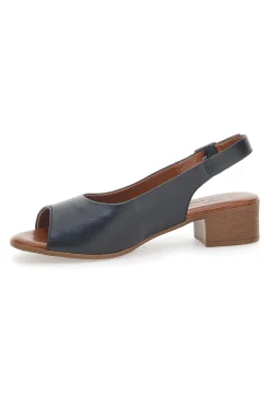 Sandali Flat Neri In Vera Pelle Con Tacco 4 Cm Pittarello Look 243065