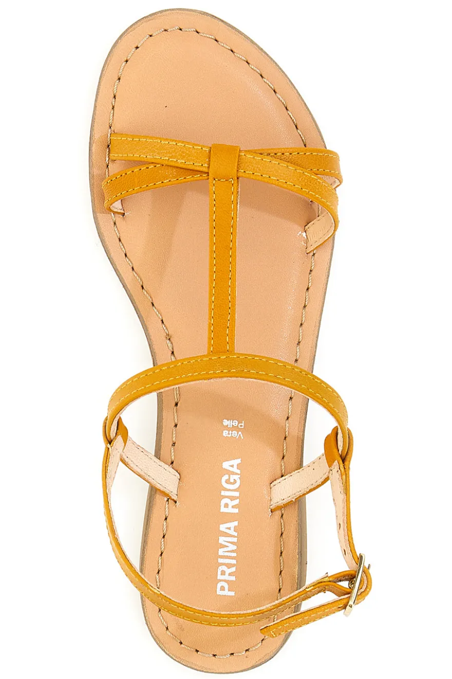 Sandali Flat Ocra Prima Riga 03