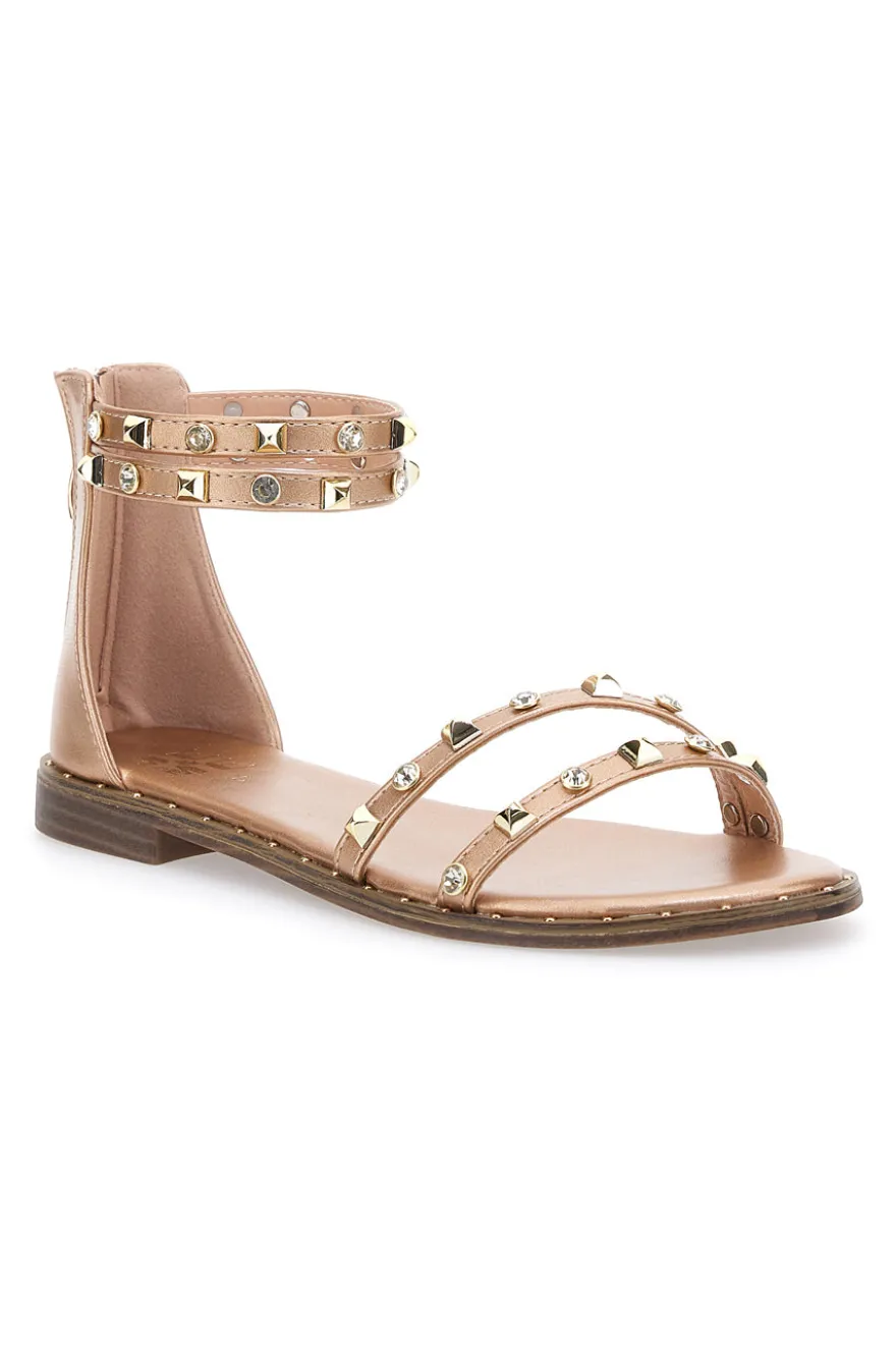 Sandali Flat Oro Rosa Con Borchie Me & Me 2535