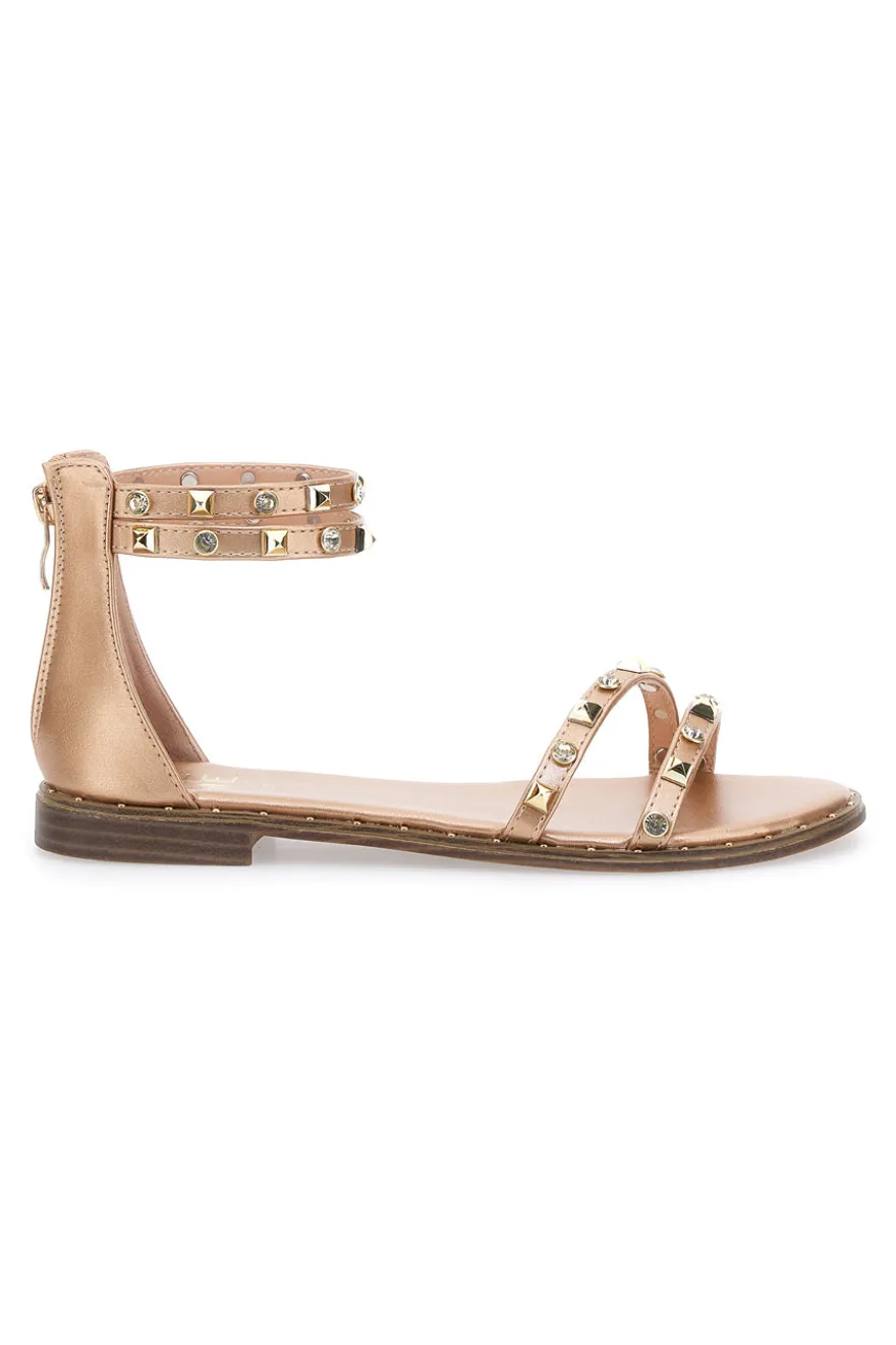 Sandali Flat Oro Rosa Con Borchie Me & Me 2535