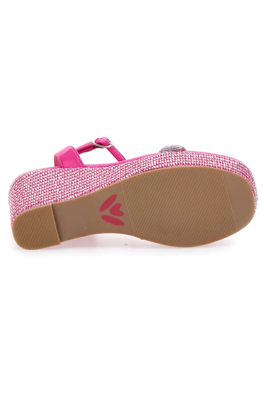 Sandali Fuxia Con Cinturino e Zeppa 10 cm Bettyflowers 1402
