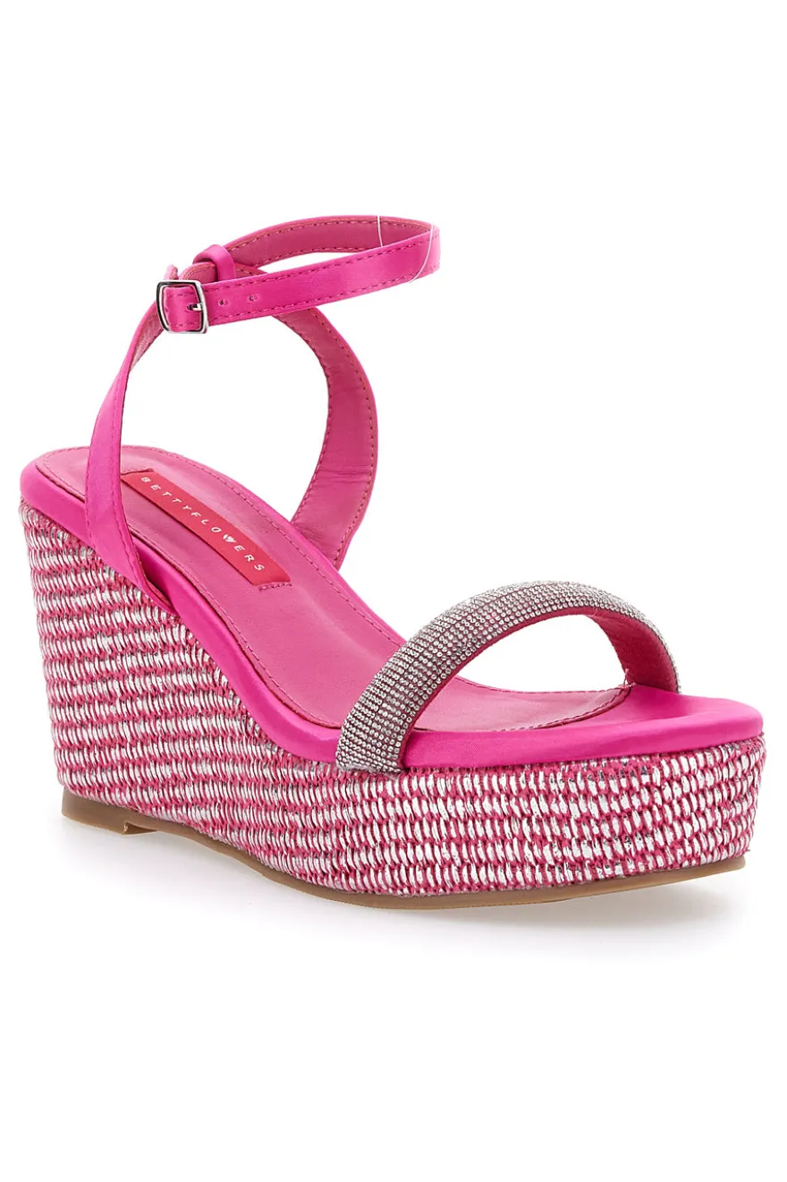 Sandali Fuxia Con Cinturino e Zeppa 10 cm Bettyflowers 1402
