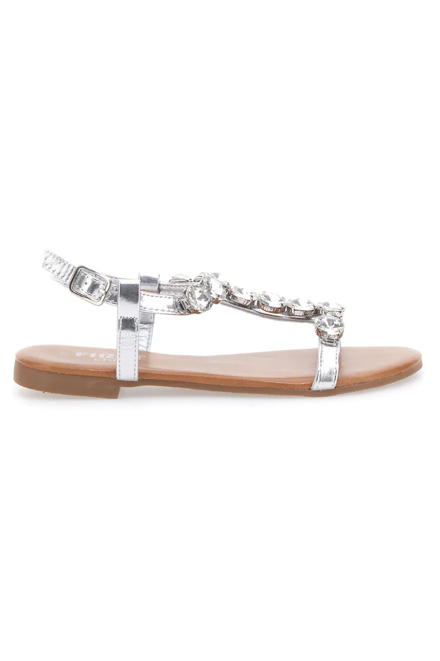 Sandali gioiello argento con maxi strass The First Chic PREA483