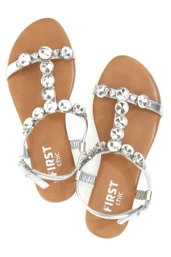 Sandali gioiello argento con maxi strass The First Chic PREA483