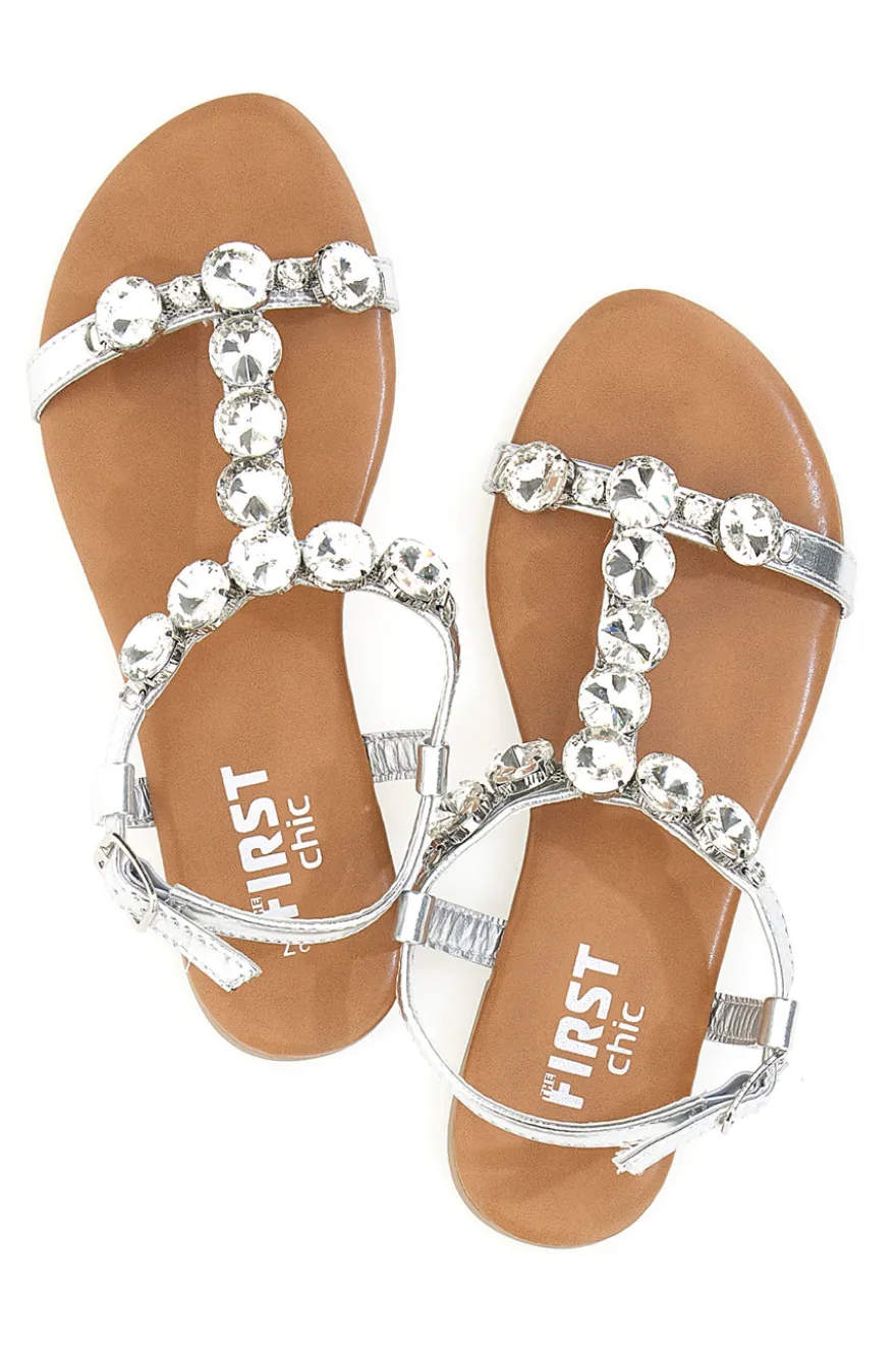 Sandali gioiello argento con maxi strass The First Chic PREA483