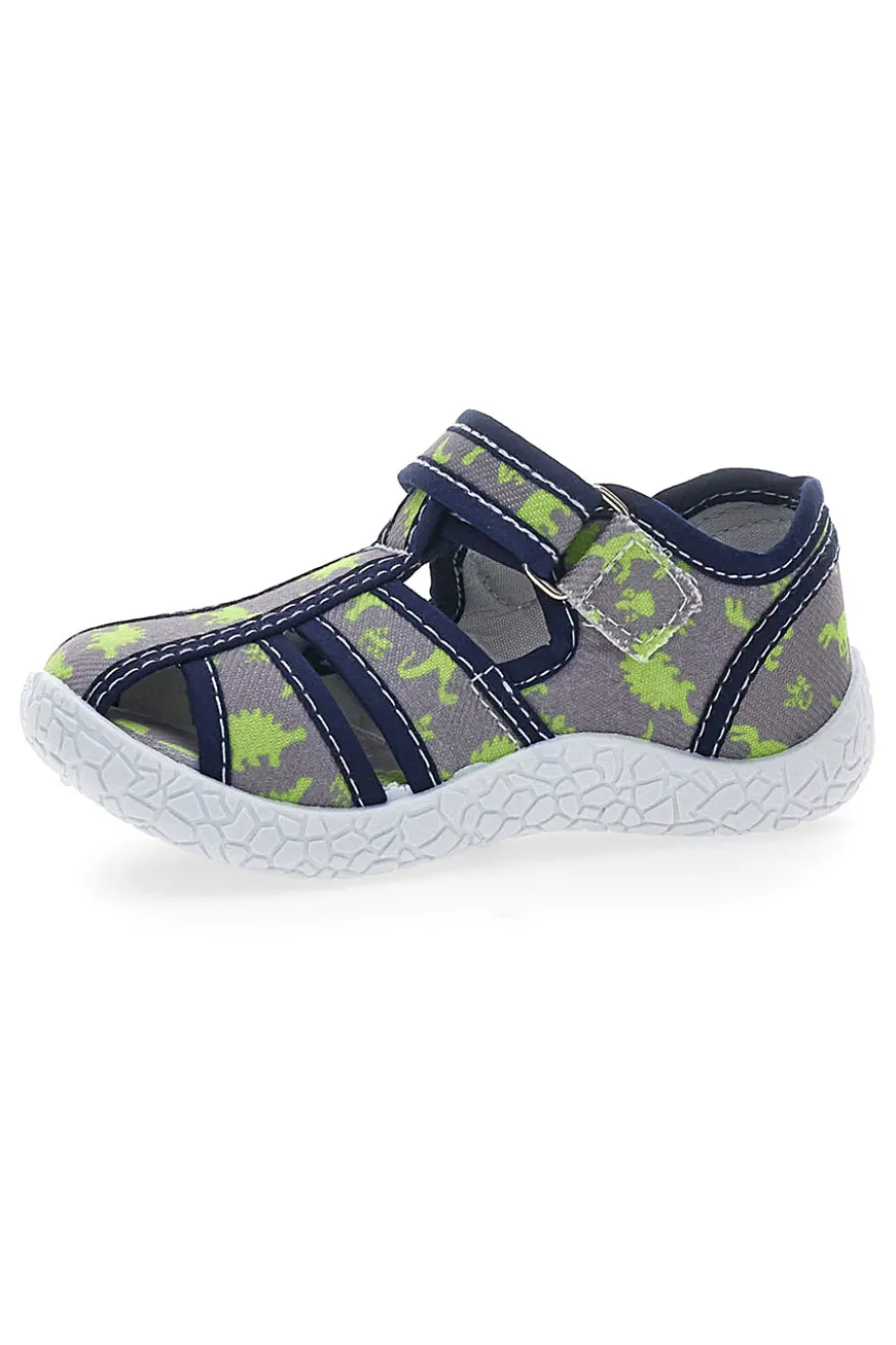 Sandali grigi con dinosauri gialli punta chiusa PITT KIDS PK2492E