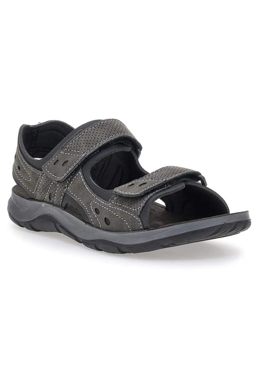 Sandali Grigi Con Strappi e Plantare In Pelle Inblu 08 To