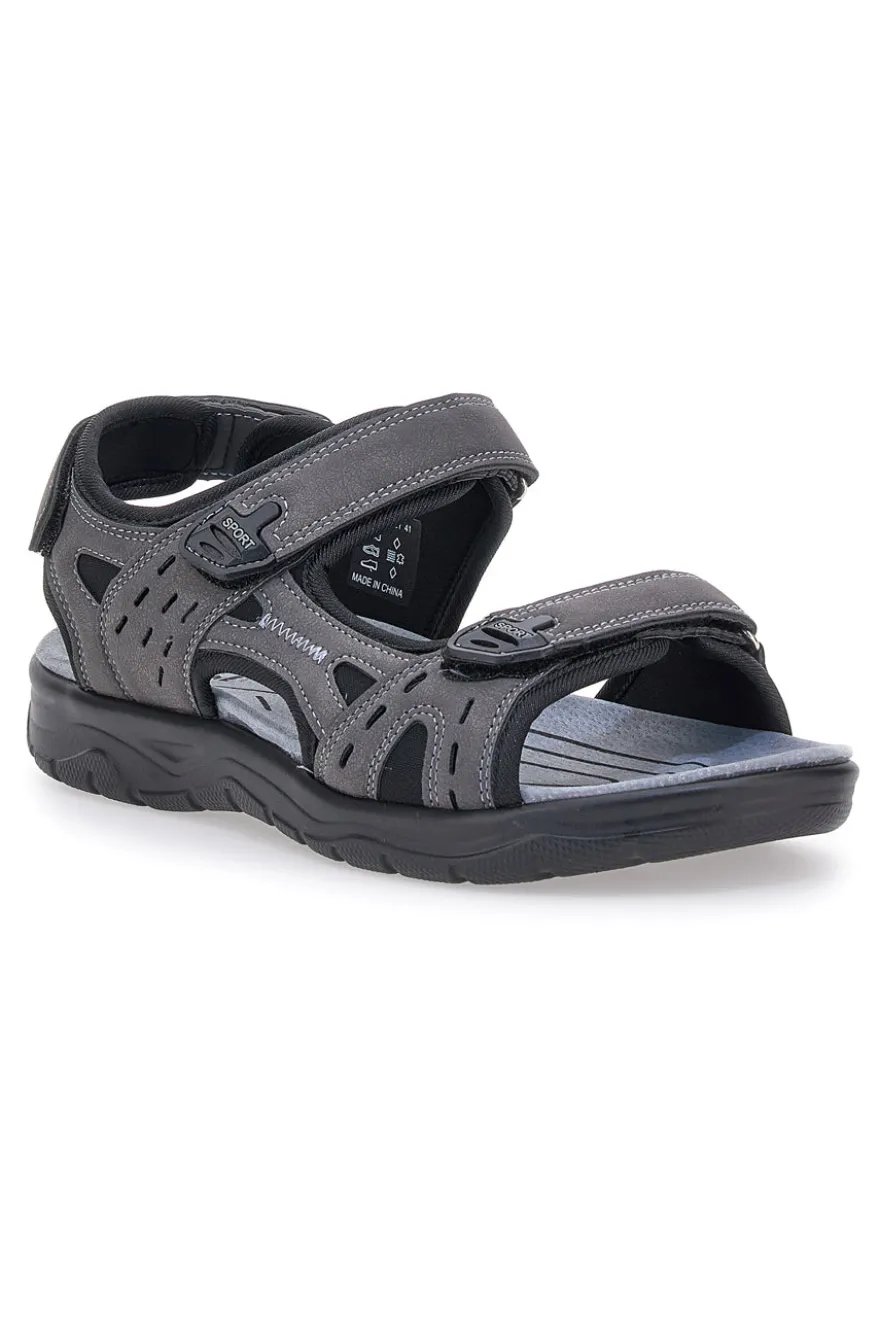 Sandali Grigi Con Strappi in Velcro Johes Land 3104