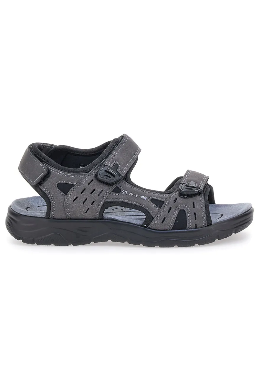 Sandali Grigi Con Strappi in Velcro Johes Land 3104