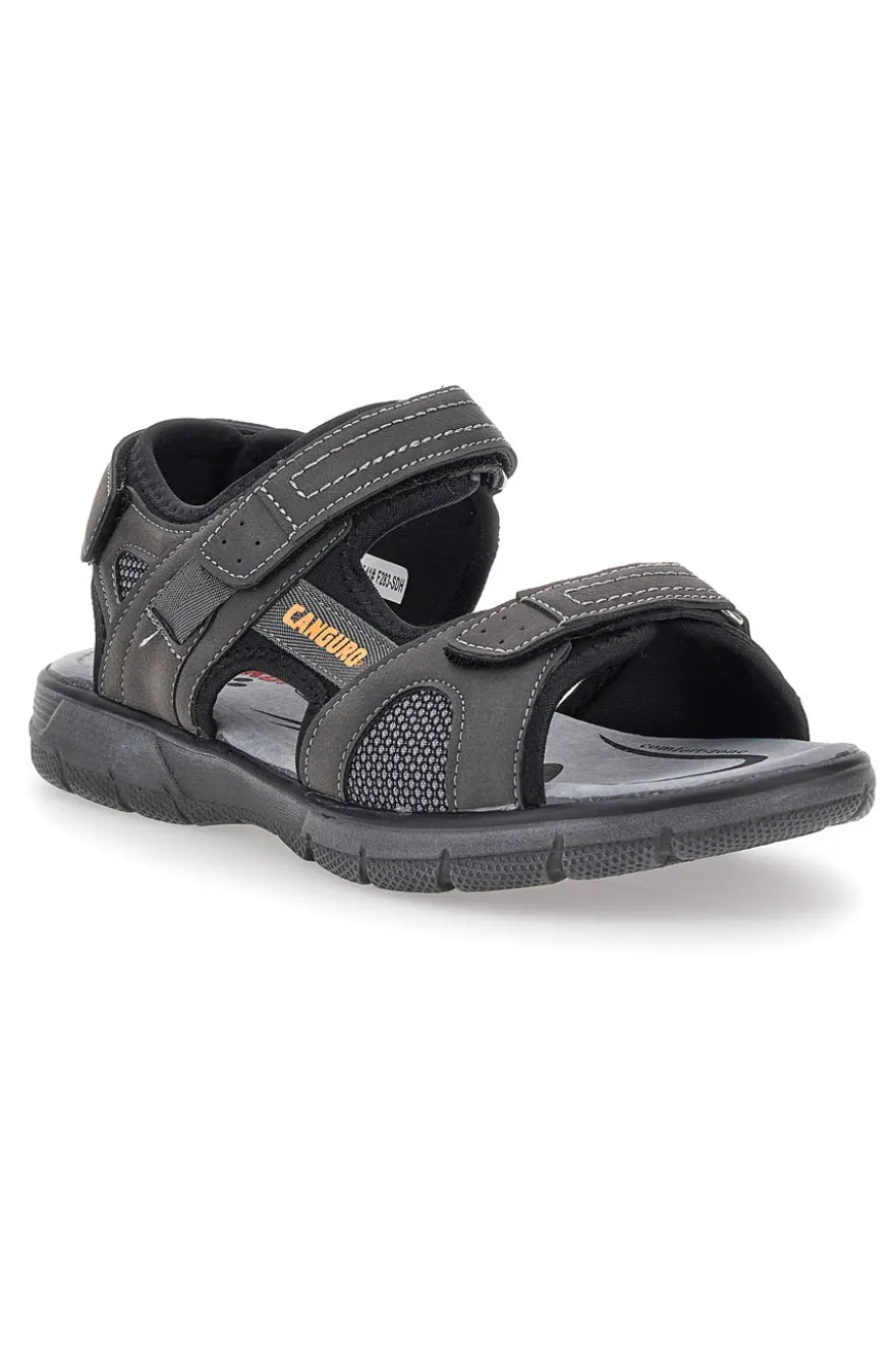 Sandali Grigi Con Strappi in Velcro Canguro 1015