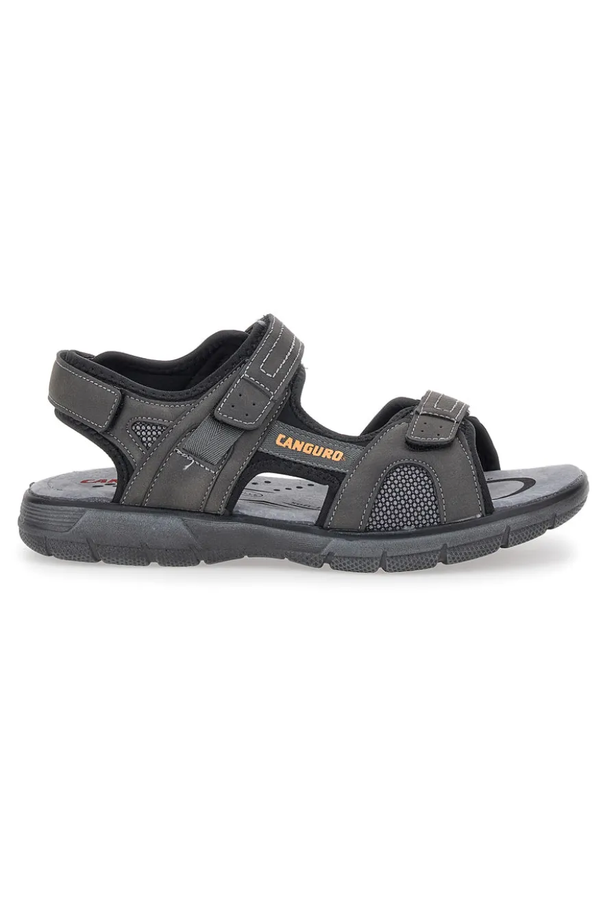 Sandali Grigi Con Strappi in Velcro Canguro 1015