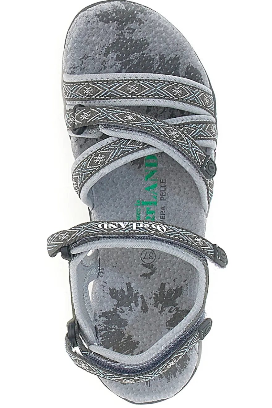 Sandali Grigi Con Strappi In Velcro Overland 22066
