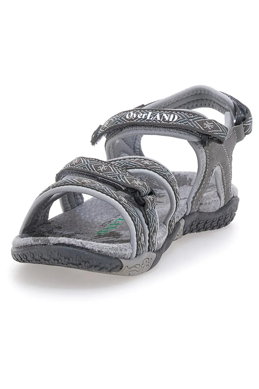 Sandali Grigi Con Strappi In Velcro Overland 22066
