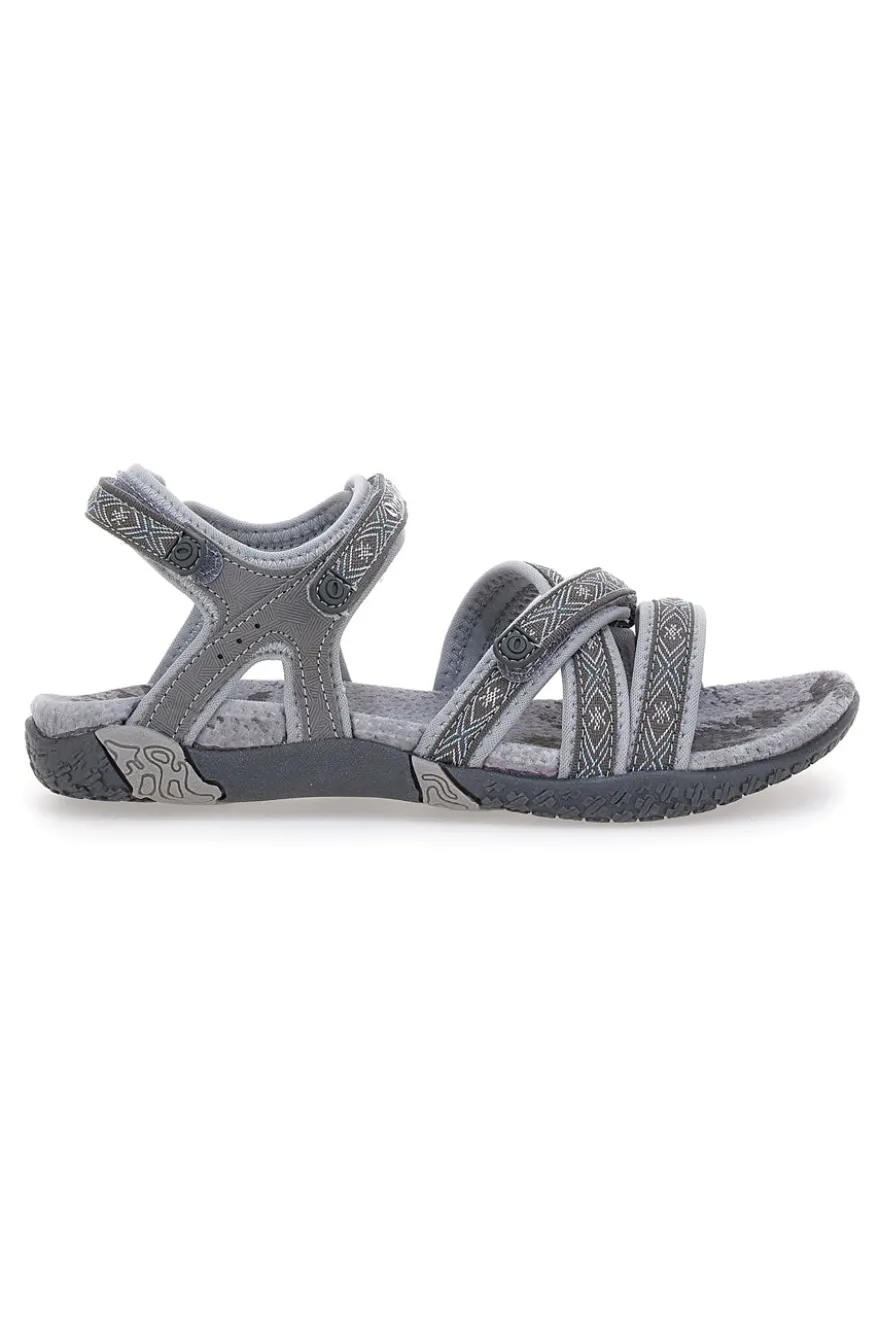 Sandali Grigi Con Strappi In Velcro Overland 22066