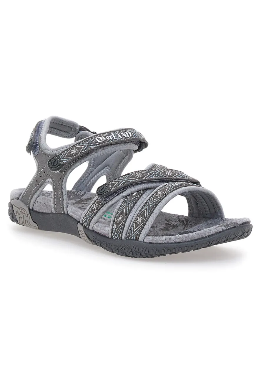Sandali Grigi Con Strappi In Velcro Overland 22066