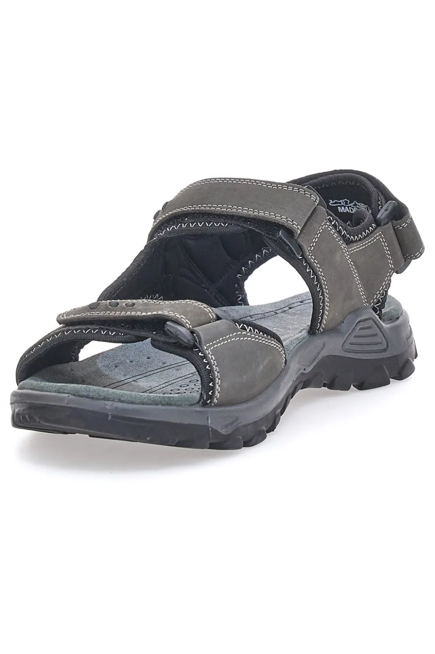 Sandali Grigi In Vera Pelle con Strappo in Velcro Fly Dynamic FD11