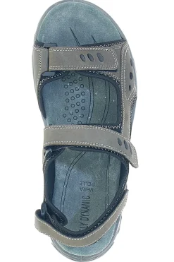 Sandali Grigi In Vera Pelle con Strappo in Velcro Fly Dynamic FD11