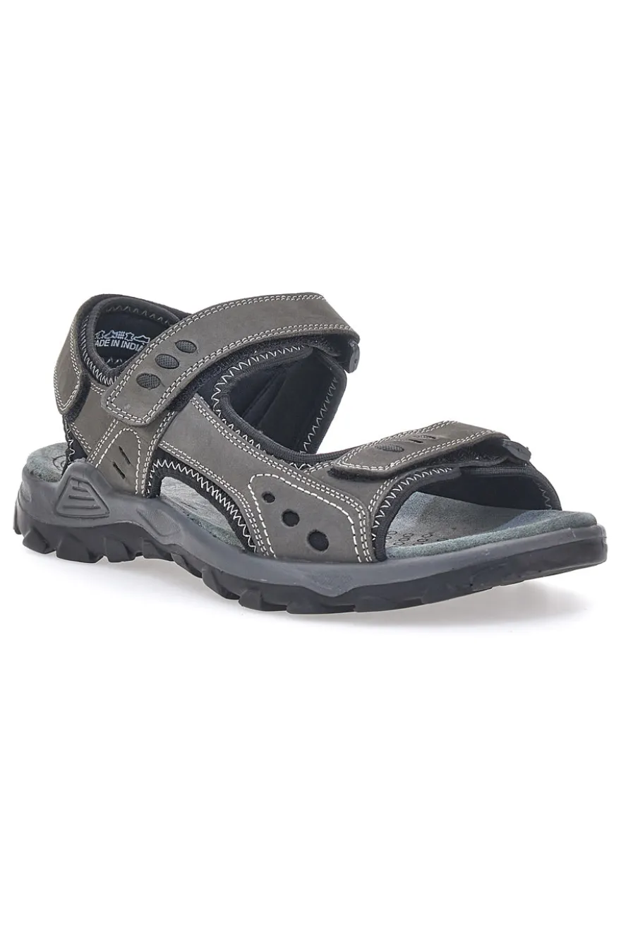 Sandali Grigi In Vera Pelle con Strappo in Velcro Fly Dynamic FD11