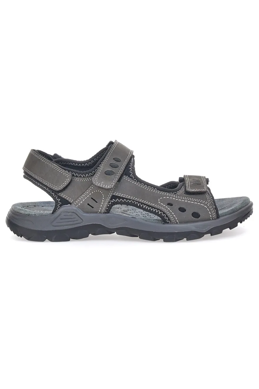 Sandali Grigi In Vera Pelle con Strappo in Velcro Fly Dynamic FD11