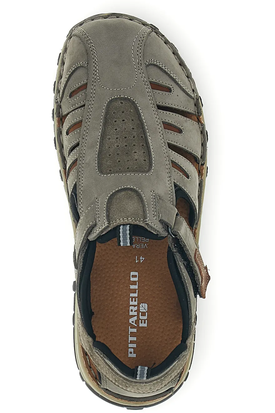 Sandali grigi in vera pelle traforata Pittarello eco 2613004