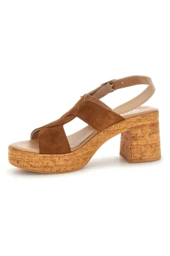 Sandali in pelle marrone con tacco largo e plateau Pittarello 322418379