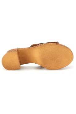 Sandali in pelle marrone con tacco largo e plateau Pittarello 324518379
