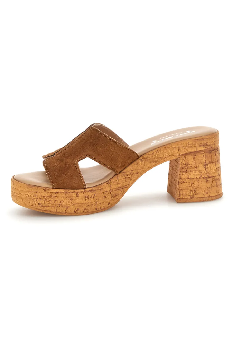 Sandali in pelle marrone con tacco largo e plateau Pittarello 324518379