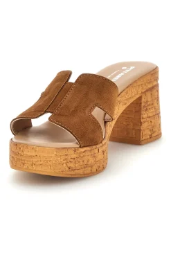 Sandali in pelle marrone con tacco largo e plateau Pittarello 324518379