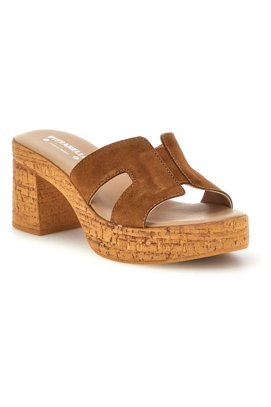 Sandali in pelle marrone con tacco largo e plateau Pittarello 324518379