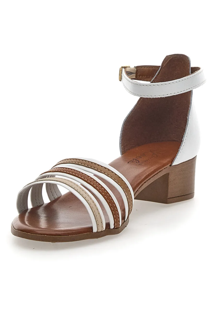 Sandali in Vera Pelle Bianchi-Marroni Pittarello Look 243130