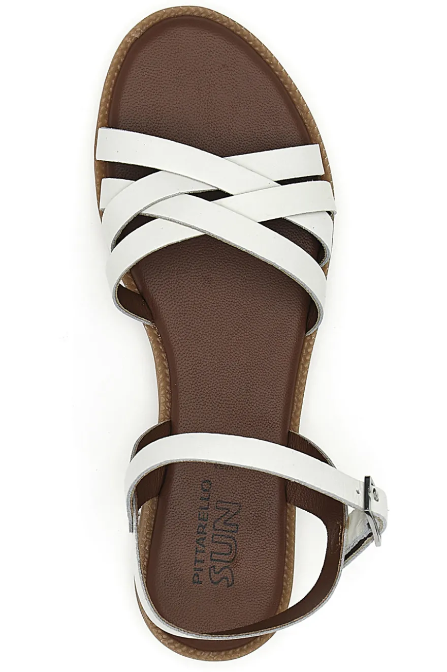 Sandali in vera pelle intrecciati con cinturino alla caviglia Pittarello Sun DS02