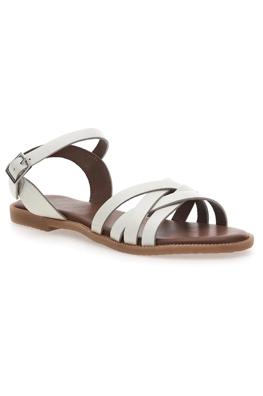 Sandali in vera pelle intrecciati con cinturino alla caviglia Pittarello Sun DS02