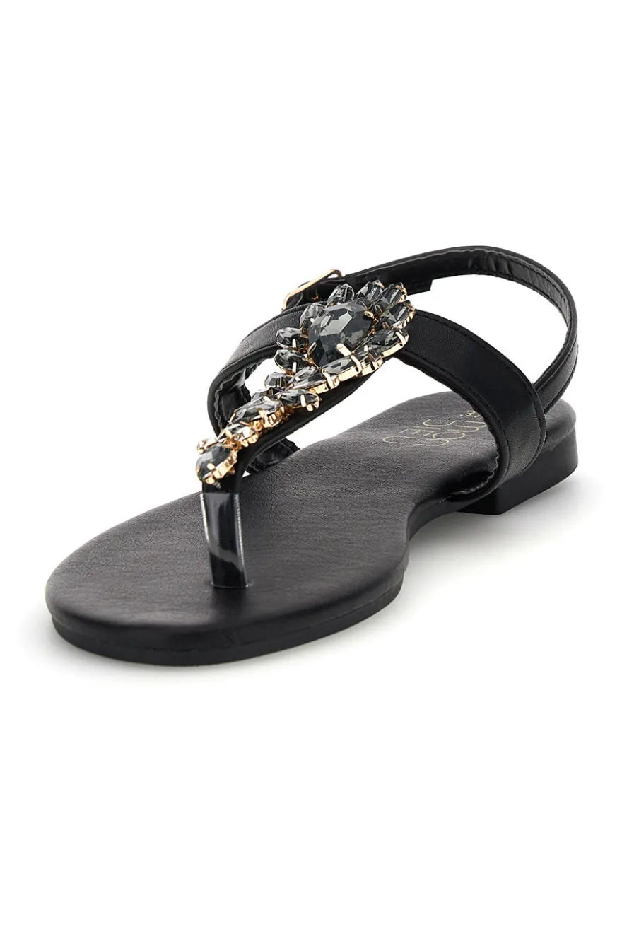 Sandali infradito nero con gioiello Mon dieu PREA3574