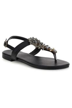 Sandali infradito nero con gioiello Mon dieu PREA3574