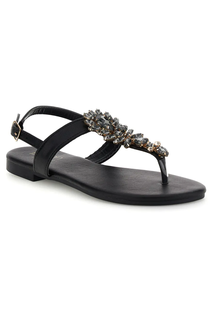 Sandali infradito nero con gioiello Mon dieu PREA3574