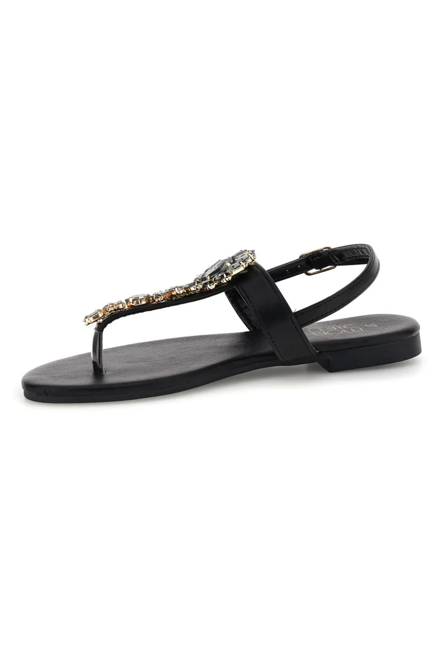 Sandali infradito nero con gioiello Mon dieu PREA3574