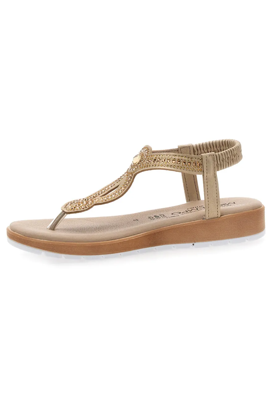 Sandali infradito oro con decorazioni gioiello Mio Tempo LR253421