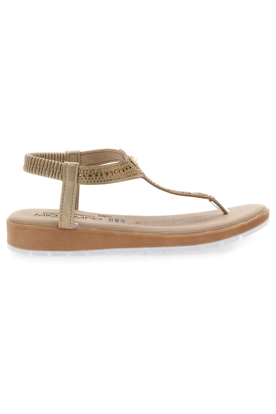 Sandali infradito oro con decorazioni gioiello Mio Tempo LR253421