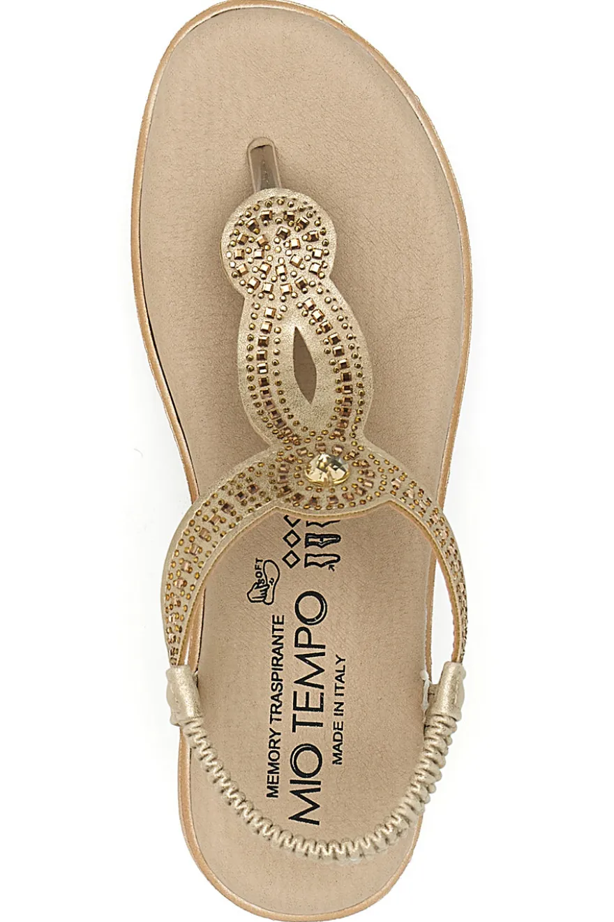 Sandali infradito oro con decorazioni gioiello Mio Tempo LR253421