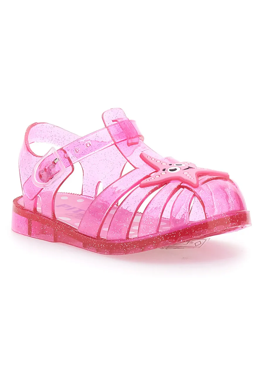 Sandali jelly rosa glitterati con cinturino PITT KIDS 3142664