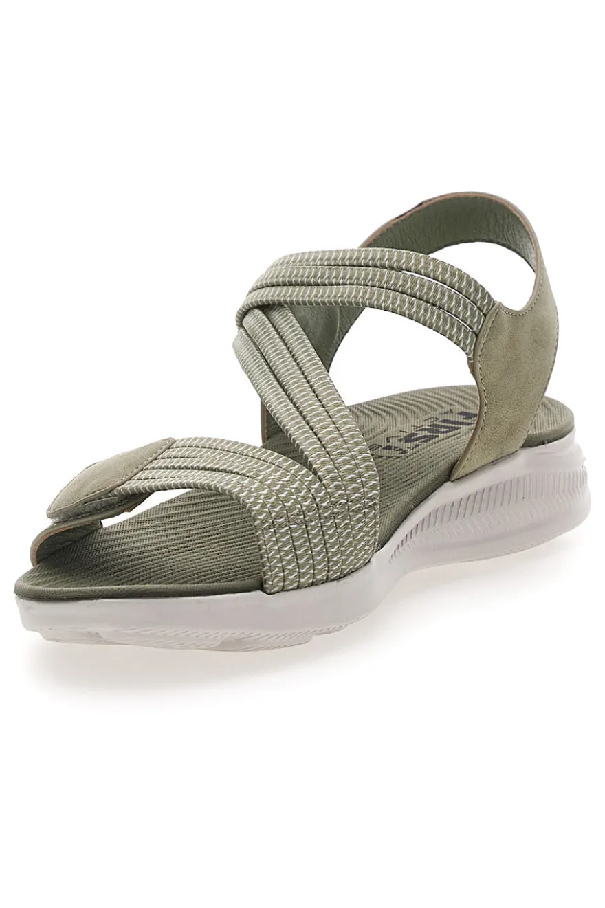 Sandali Khaki con Doppia Fascia e Elastico Effetto Corda FIRST ACTIVE 2