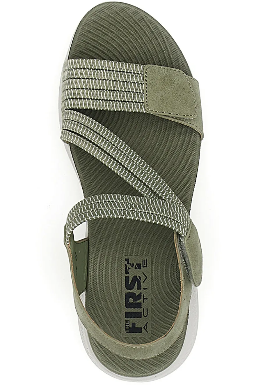 Sandali Khaki con Doppia Fascia e Elastico Effetto Corda FIRST ACTIVE 2